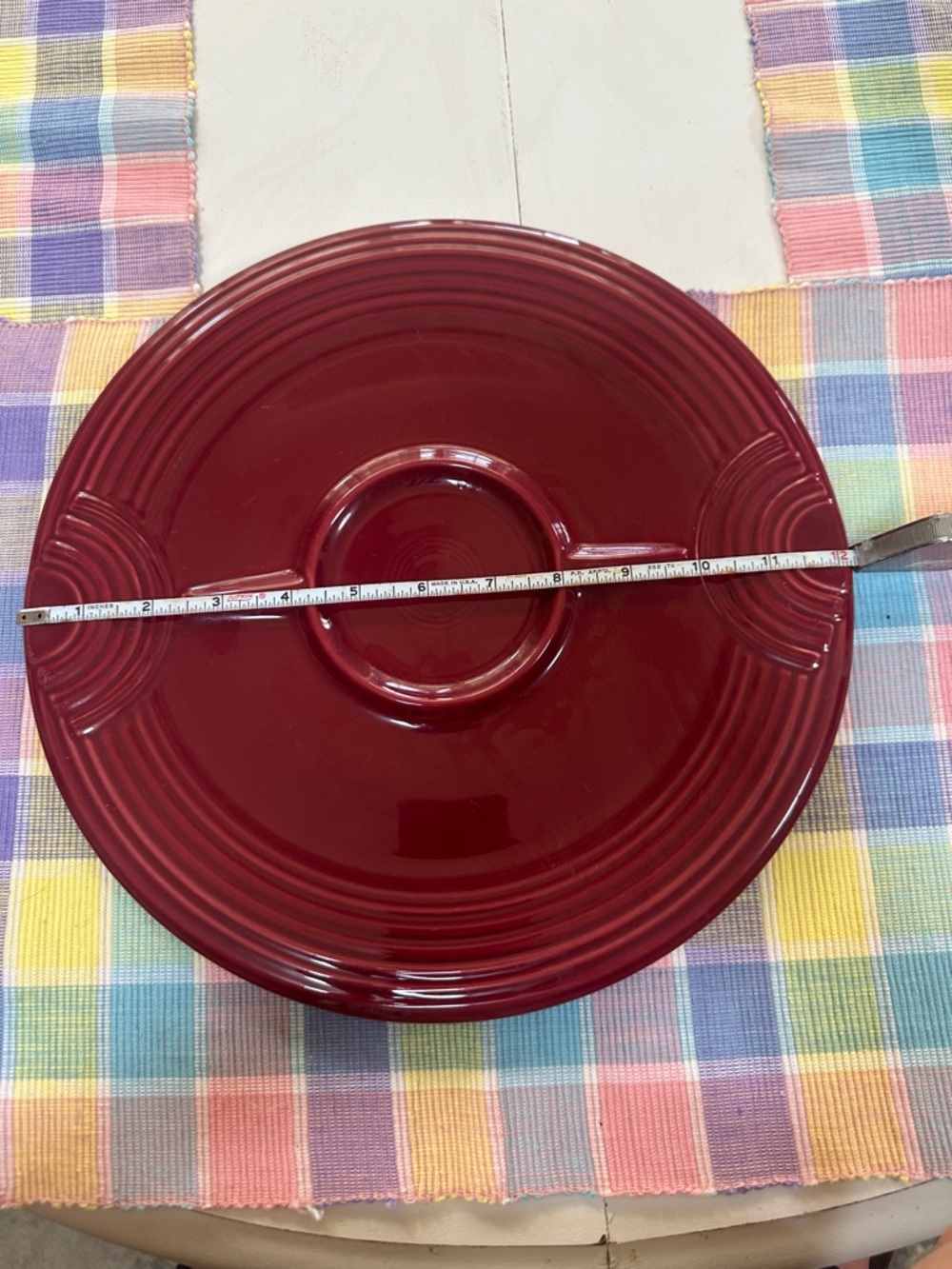 Fiestaware Cinnamon Red Ceramic Chip & Dip Serving Platter